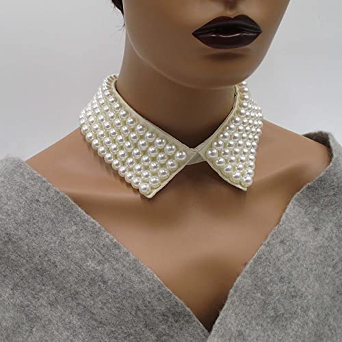 Trimscraft Collar Necklace Simulated Pearl Detachable False Collar Choker Clothing Accessory For Women (Off-White) #TOP5