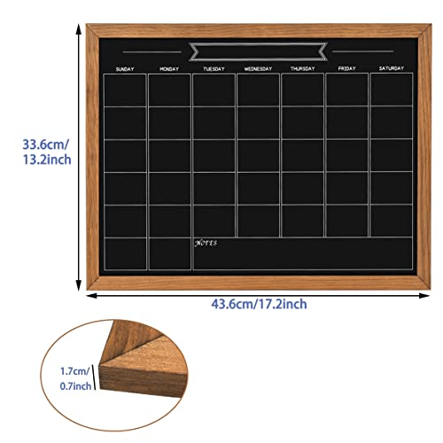 Umtiti Kalender-Kreidetafel, 33 x 43 cm, magnetische Oberfläche, rustikal, braun,massiver Kiefernholzrahmen, Aufhängetafel für Büro, Schule und Zuhause (YLHB-QZ-3343,DE)
