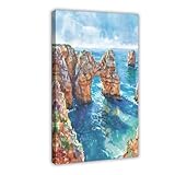 IYTAFGYT Lagos Portugal - Lienzo decorativo para pared, diseño de acuarela, pinturas de 60 x 90 cm