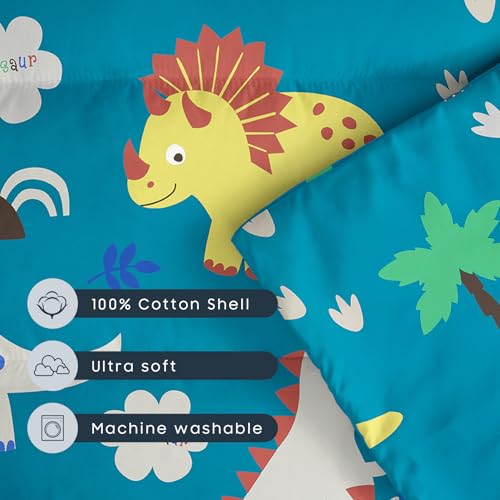 Image of Wake In Cloud - Toddler Nap Mat with Pillow and Blanket, 100% Cotton Fabric, for Kids Boys Ages 3 Plus in Daycare Kindergarten Preschool, Roll Up Sleeping Bag, Cute Dinosaurs