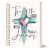SJDFCSA Christian Notebook Journal, Bible Verse Prayer Journal for Women, Bible Journaling Supplies, Trust the Lord With All Your Heart Cross Scripture Religious Spiral Notebook 5.5x8.3 Inch