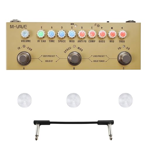 M-VAVE Cube Baby Acoustic Guitar Multi Effects Pedal, Portable Acoustic Guitar Effects Pedal with IR Loader Cabinet,Pedalera Multiefectos para Guitarra with Footswitch Topper & Audio Cable