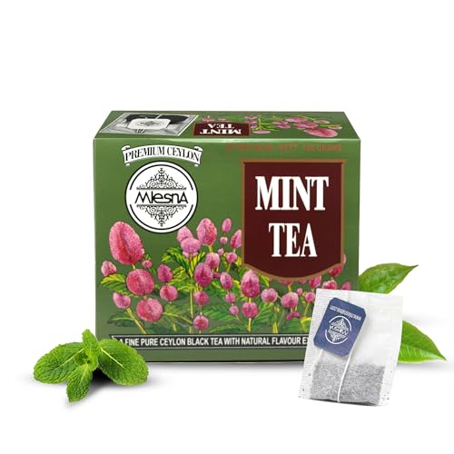 Image of Mlesna Mint Black Tea 100g | 50 Foil-Wrapped Tea Bags | Pure Ceylon Black Tea | Rich in Antioxidants | Imported from Sri Lanka