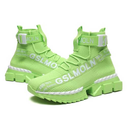 Image of Jakcuz Men's High Top Sneakers Plus Size Breathable Gym Athletic Running Walking Tennis Comfortable Fashion Platform Shoes