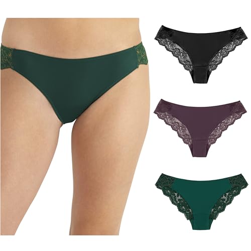 Maidenform Women's Tanga Underwear, Lace Tanga Panty, Cheeky Panties, Solid or Assorted, 3-Pack
