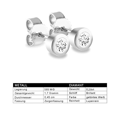 Diamond Line Diamant-Ohrstecker Gold 585 mit 2 Brillianten 0.20 ct. Lupenrein