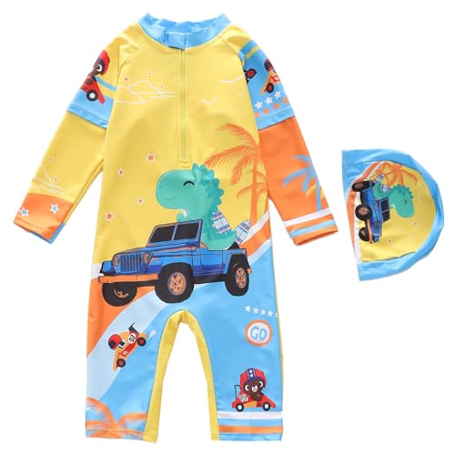 Maillot de bain bébé garçon anti-UV à capuche dinosaure pour la plage et piscine