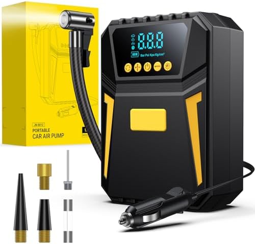 Gonfleur Pneus Voiture, Compresseur à Air Portatif, Gonfleur Pneus 12V, Compresseur Voiture 150 PSI, Pression Pneu Préréglée et Arrêt Automatique, pour Voiture/Vélos/Motos/Ball, St-Valentin