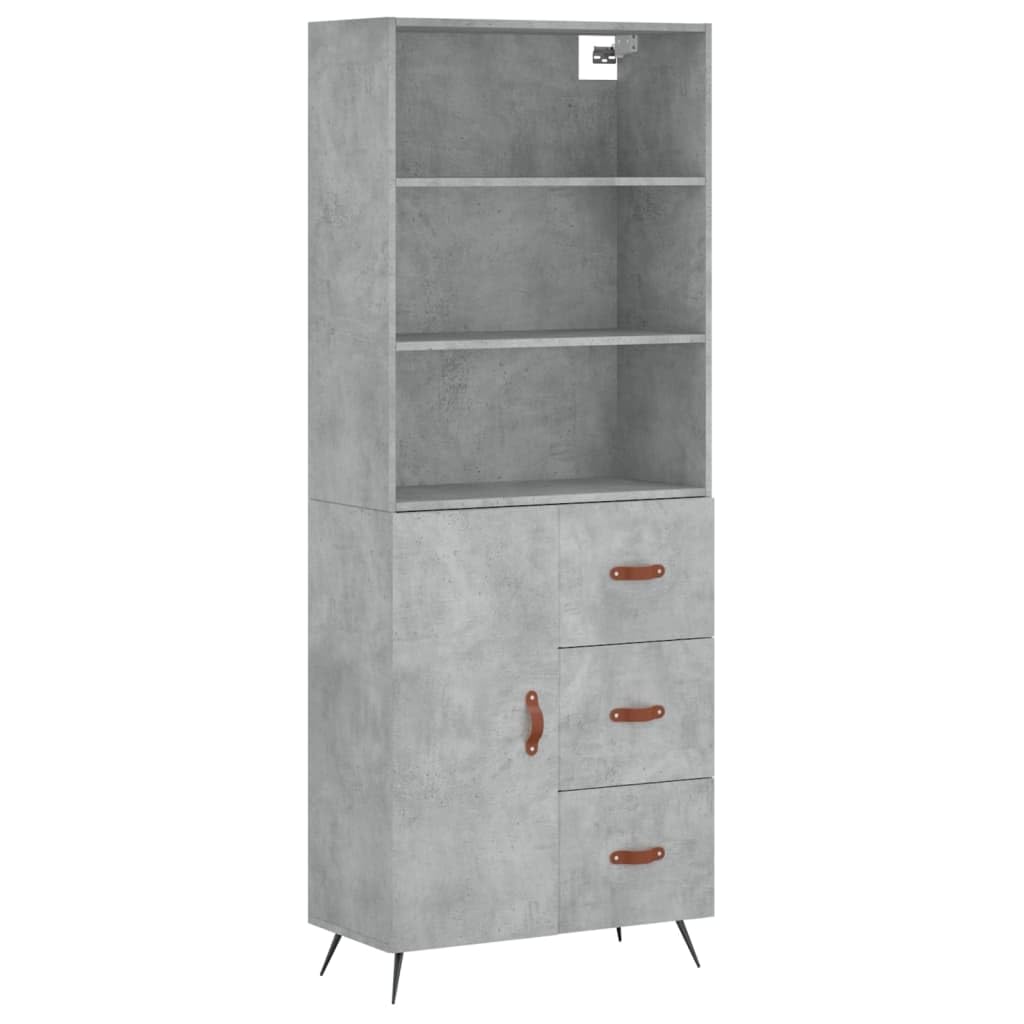 Armadio alto in legno grigio cemento, 69,5 x 34 x 180 cm