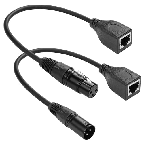 CERRXIAN 1FT 3PIN XLR to RJ45 Adapter Cable, XLR Male & Female to RJ45 Female DMX512
