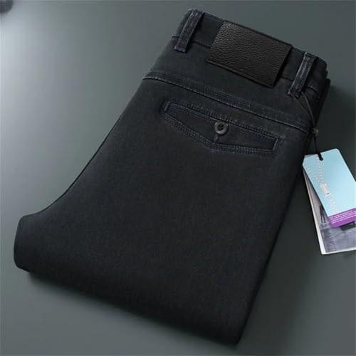 Men's Straight Leg Jeans Casual Loose Fit Thick Denim Mid Rise Trousers4