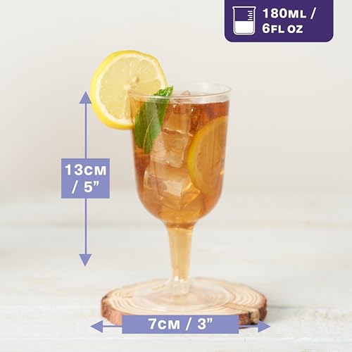 MATANA 12 plastikowych kieliszków do wina premium (177 ml) – twardy plastikowy kieliszek do wina do koktajli, deserów, degustacji wina – kubki do wina wielokrotnego użytku na imprezy, urodziny, wesela