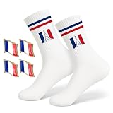 AHEZQILU Kit Supporter France 5 Pièces avec Chaussettes Tricolores et Pins Drapeau Francais, maillot equipe de france foot 2026 Accessoire Fan, maillot france 2026 pour 2026 Stade Soirée Match