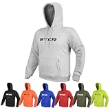 BYKR Motorcycle Hoodie for Men & Women Biker Motorcycle Jackets Breathable Motorbike Riding Sweatshirt All Weather CE Armored (GREY,L), Large