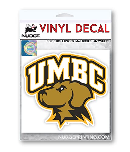 Image of University of Maryland Baltimore County Golden Retrievers UMBC Arched Over Dog Head Weatherproof Vinyl Sticker Car Decal from Nudge Printing