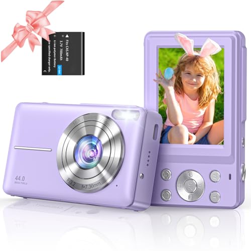 Digital Camera 1080P FHD 44MP with 2.4" LCD Display, Anti Shake, 16X Digital Zoom Compact Vlogging Camera for Children, Teenagers(no card)