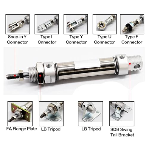 Cylindre pneumatique MA25 double action compact avec course ajustable