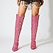 RONILURN Women Rhinestone Over the Knee Cowboy Boots, Sparkly Bling Cowgirl Boots Western Thigh High Boots Pull-On Side Zippers Chunky Heel Pointed Toe Size5-12 For Fashion&Daily