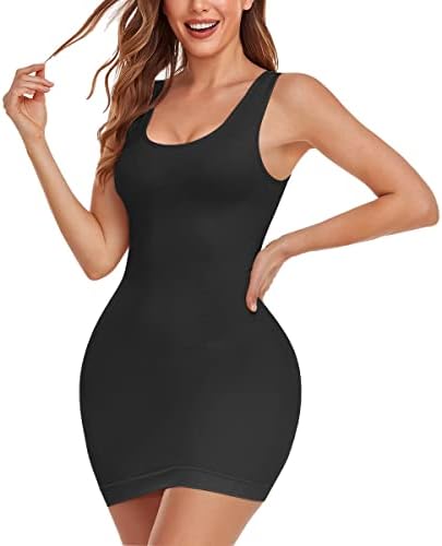 EUYZOU Womens Tummy Control Dress Slip Shapewear For Under Dresses - Seamless Full Slip Slimming Body Shaper, Black XL