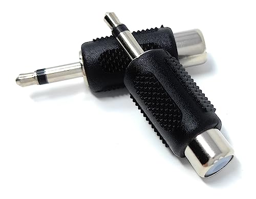 DRUT 2pcs RCA Phono Socket to 3.5mm Mono Jack Plug Audio Video Adapter (Black Silver) - Image 3