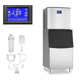 XPW Commercial Ice Maker Machine - 550LBS/24H with 350LBS Bin, 110V, Stainless Steel