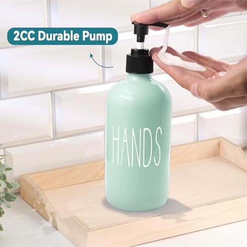 Image of COHOSEGE Glass Soap Dispenser Set 2 Pack,16 Oz Dish Soap Dispenser for Kitchen Sink,Green Kitchen Accessories and Kitchen Decor,Green Decorations and Kitchen Utensils for Kitchen