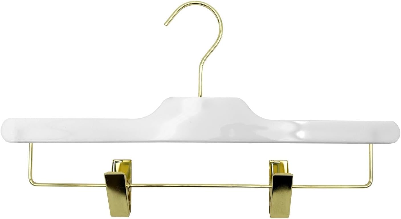 Equinox 14" White Acrylic Skirt/Pant Hanger with Gold Hook