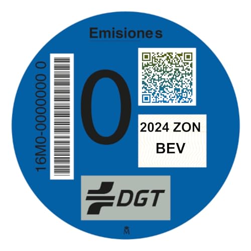 SANGOMOTOR Pegatina Distintivo Medioambiental Homologada DGT (0 Azul)