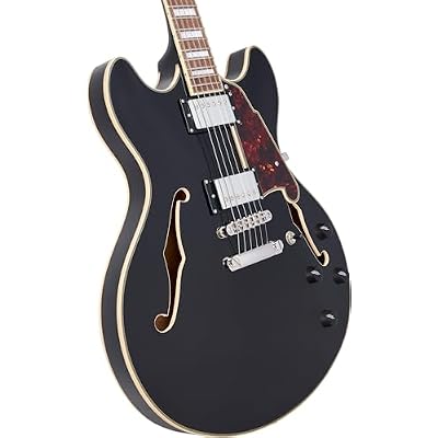 D'Angelico Premier DC Electric Guitar - Solid Black with Stopbar Tailpiece