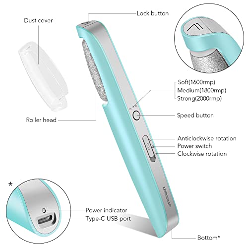 LINKEVAP Electric Callus Remover for Feet, Professional Pedicure Kit Foot Scrubber for Dry, Dead, Cracked, Hard Skin, at Home Feet Spa Care Kit for Men & Women (Blue)