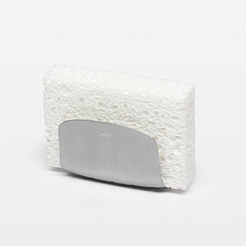 OXO Suporte de esponja de sucção de alumínio à prova de ferrugem, prata, 7,6 cm, 170 g