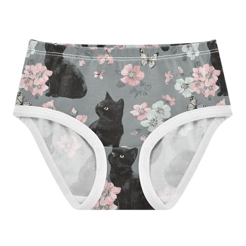 Wusikd Black Cats Butterfly Girls' Underwear Cotton Flowers Girls Briefs Soft Toddler Underwear 2T