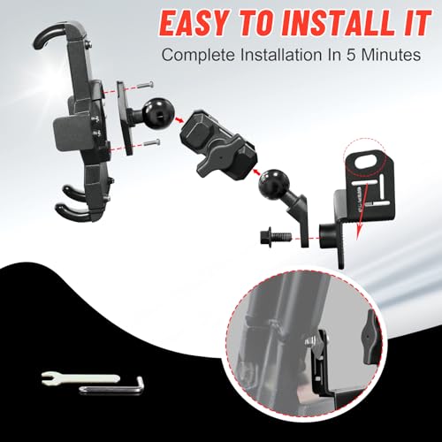 StarknightMT Ranger XP 1000 Phone Holder Fits Devices of 5.2"-7.7" Length, 360° Adjustable Ranger Phone Mount Compatible with Polaris Ranger XP/Crew XP 1000 (Except Northstar Edition Models) by StarknightMT - Image 7