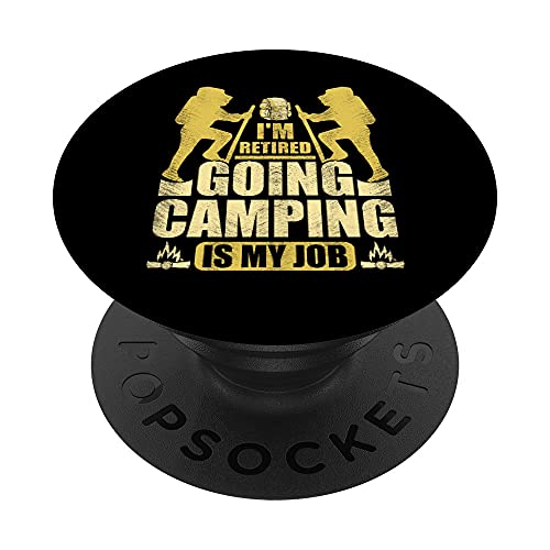 Vintage Camper Apparel I`m Retired Going Camping Is My Job PopSockets PopGrip: Agarre intercambiable para Teléfonos y Tabletas