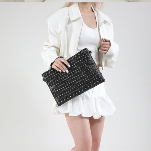 Studded Crossbody Bag Trendy Punk Wristlet Purses for Women Vegan Leather Clutch Bags Studded Shoulder Bag Purse3