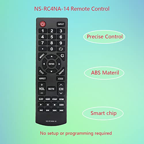 GHUST Controle remoto de substituição universal NS-RC4NA-14 para Insignia TV NS-19E310NA15 NS-22E400