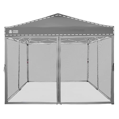 Crown Shades Gazebo Mosquito Net for 10 x 10 Pop Up Canopy - Patio Gazebo Mesh Sidewall with Zipper for Outdoor Tent, Garden and Backyard (4 Packs, Grey)