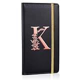 MHJY Checkbook Covers for Personal Checkbook, RFID Blocking Checkbook Holder Alphabet Checkbook Cover for Duplicate Checks, Black K