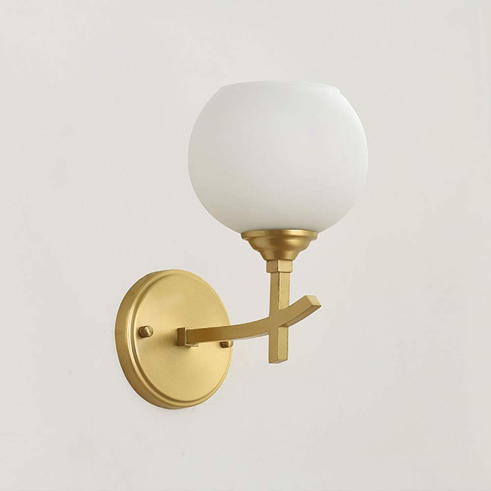 Lámpara de pared con pantalla de globo de cristal blanco que difunde luz suave sin destellos 7