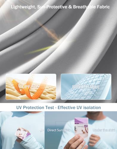 Image of Pudolla Men's Sun Protection Shirts UV SPF UPF 50+ Rash Guard Long Sleeve Lightweight Quick Dry Brethable Swimming Fishing