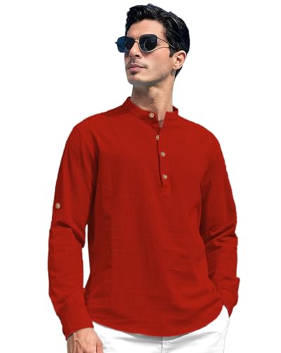 Image of Vida Loca Men Solid Cotton Blend Straight Kurta Shirt