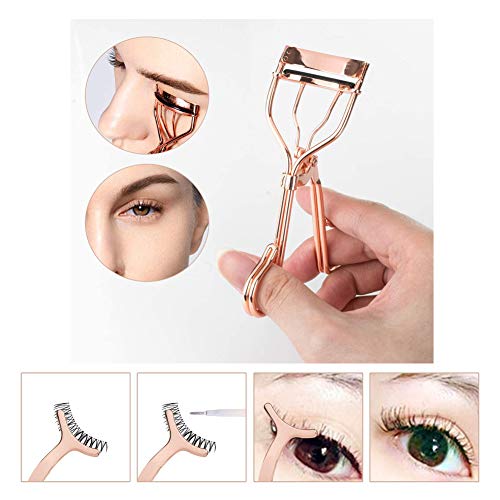 Eyelash Curler, Eyelash Tweezers, Stainless Steel Eyelash Curler, Eyelash Curler Set With 5 Silicone Refill Pads, Eyelash Extension Tweezers, Remover Clip Tweezers Nipper For Various Eye Shape #TOP5