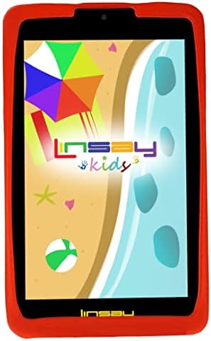 LINSAY 7" Kids Funny Tablet HD Screen Quad Core Bundle with Red Kids Defender Case Ultra-Protection - Camera Newest Android Operation System Thousands of Free Kids Applications. Google Certified