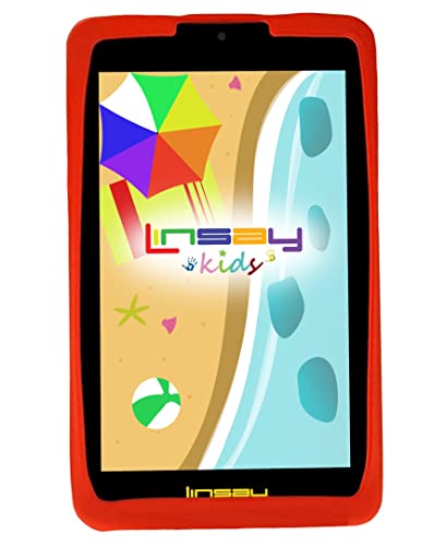 Linsay 7" Kids Funny Tablet Hd Screen Quad Core Bundle With Red Kids Defender Case Ultra-Protection - Camera Newest Android Operation System Thousands Of Free Kids Applications. Google Certified #TOP16