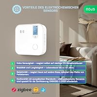 NOUS E12 ZigBee Kohlenmonoxidmelder mit LCD-Anzeige, Lauter Alarm ≥85 dB, App-Benachrichtigung über Nous Smart Home, 10 Jahre Sensordauer, Kompatibel mit Alexa, Google Home & Tuya, ZigBee Hub erforder – Ansicht 3