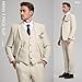 Diaryan Men's Suits Linen Beige Big and Tall Suit for Men Beach Wedding Prom Suits Grooms Tuxedos Mens Tux Jacket Vest Pant L