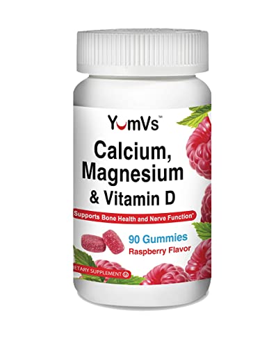 Calcium Magnesium Vitamin D Gummies by YumVs | Cal Mag Chewables Supplement for Adults Women Men | Natural Raspberry Flavor Gummies - 90 Count Calcium Magnesium Vitamin D Gummies by YumVs | Cal Mag Chewables Supplement for Adults Women Men | Natural Raspberry Flavor Gummies - 90 Count