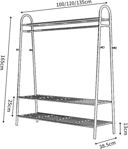 Portant à vêtements portable stable avec étagère à chaussures intégrée pour chambre