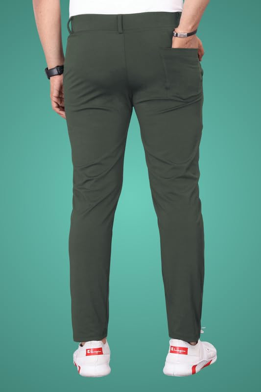 Image of Men's Slim Fit Lycra Blend Stretch Trousers | 2 Button Closure | Side Pockets | Formal & Casual Wear