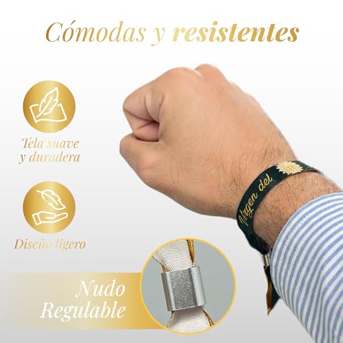 Miniatura 6 de Genérico Pulsera Virgen Del Pilar - Cinta De 40 Cm Con Impresión De 36,5 Cm - Diseño Tradicional De Seda Ajustable - Símbolo De Fe Y Devoción - Pulsera Unisex Azul Oscuro